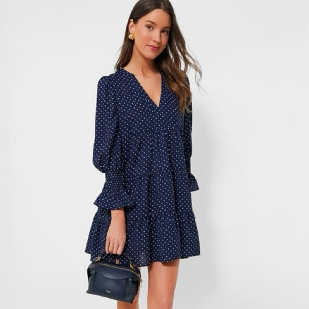Tuckernuck Pomander Place Navy Polka Dot Kenzo Dress L